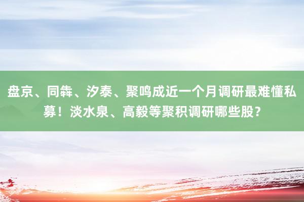 盘京、同犇、汐泰、聚鸣成近一个月调研最难懂私募！淡水泉、高毅等聚积调研哪些股？