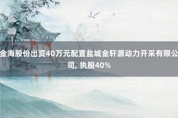 金海股份出资40万元配置盐城金轩源动力开采有限公司, 执股40%