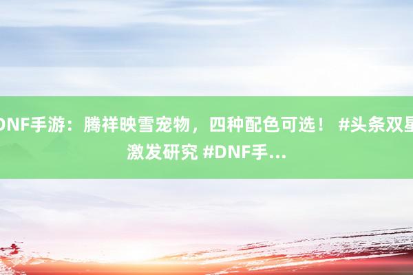 DNF手游：腾祥映雪宠物，四种配色可选！ #头条双星激发研究 #DNF手...